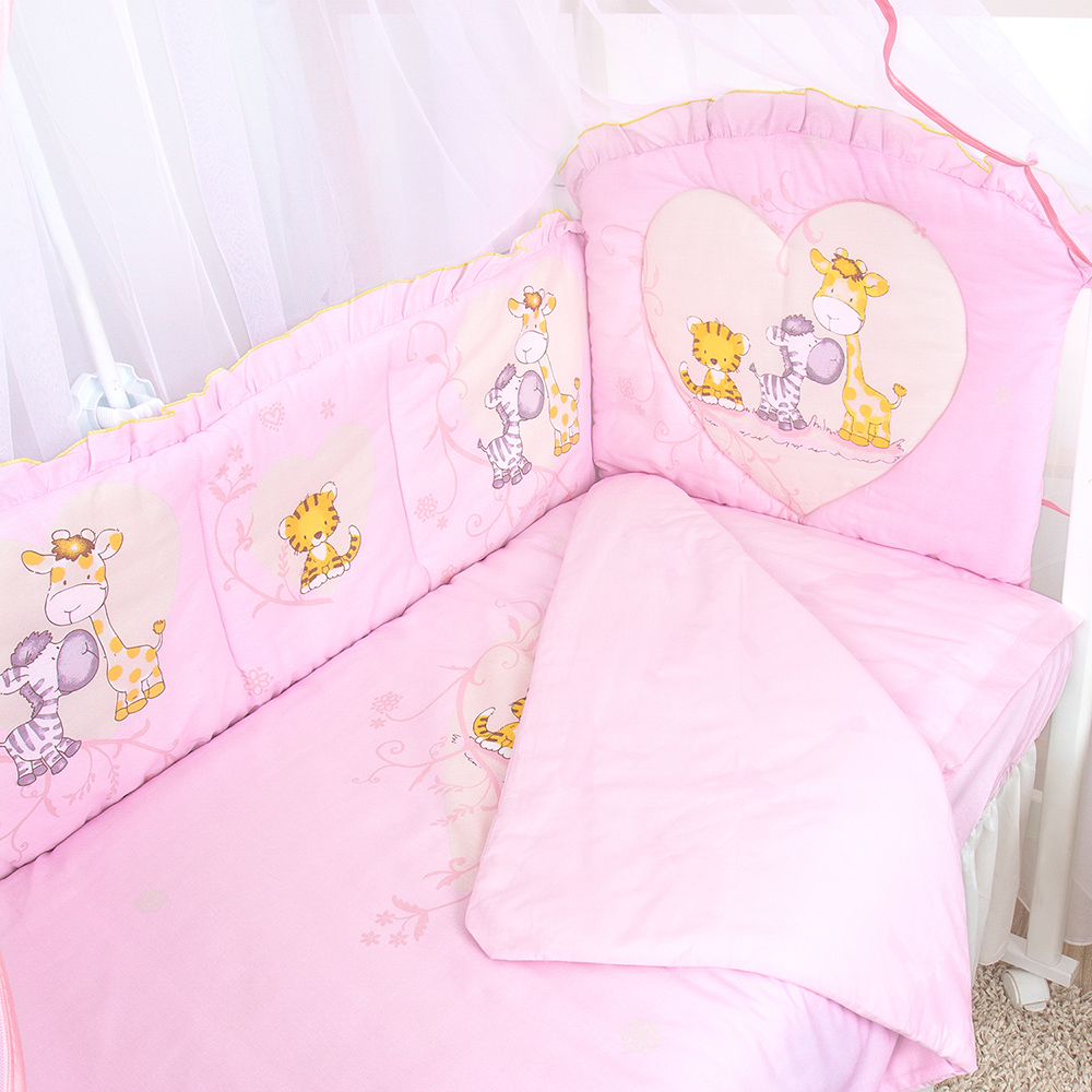 Комплект в кроватку Сафари, розовый, 1216