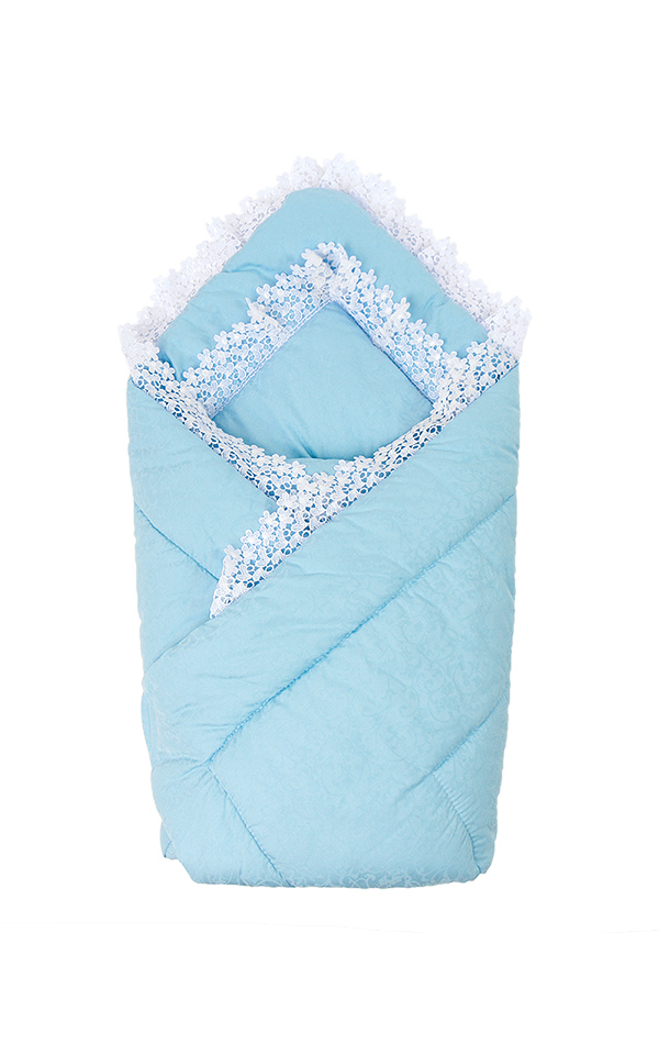 Конверт-одеяло утеплённый на выписку с вуалью, голубой, 20022