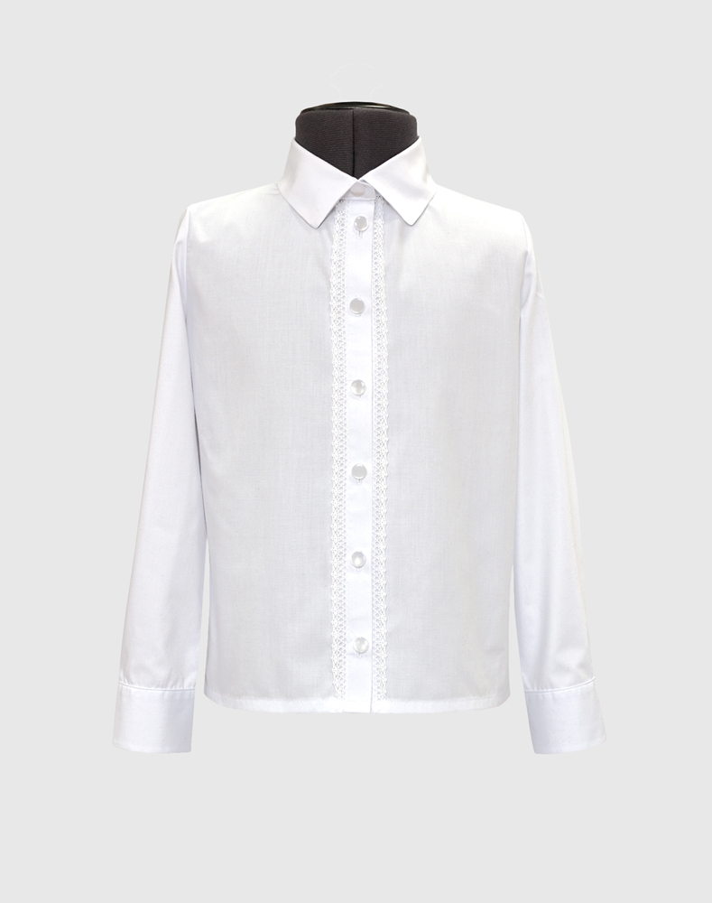 Блузка белая с кружевом острый воротник, модель 2, 60291