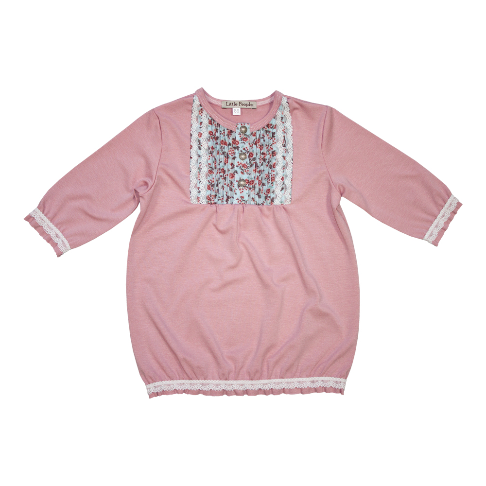 Блузка-туника трикотажная с манишкой розовая