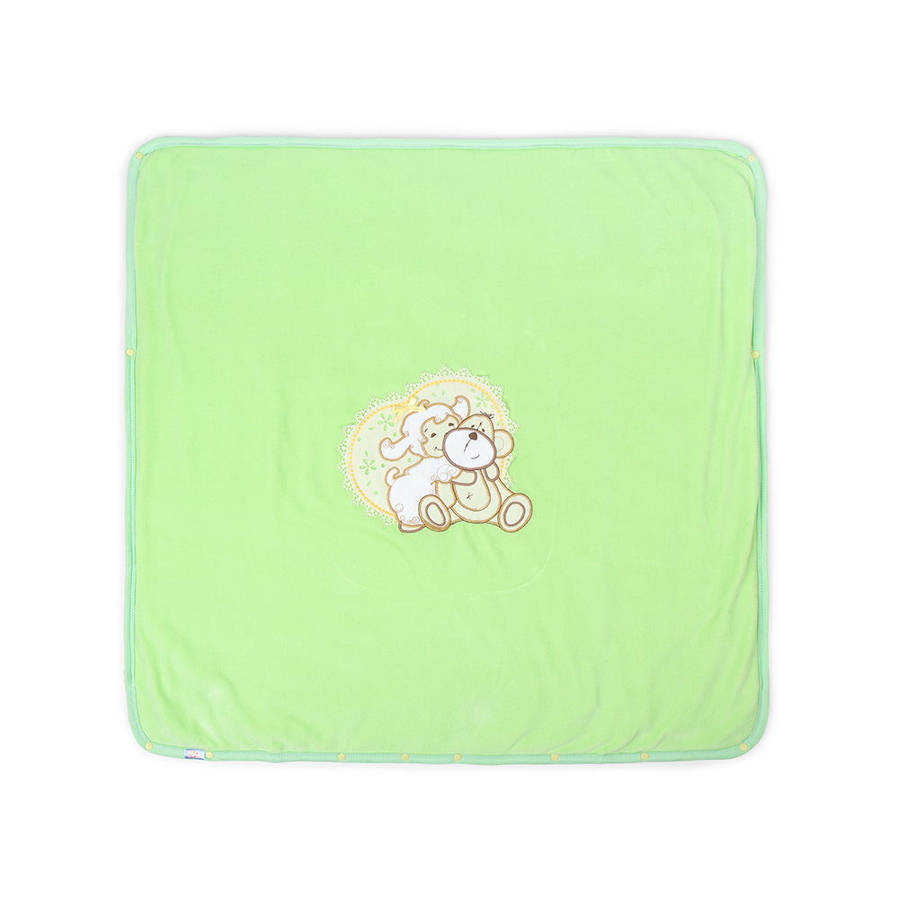 Плед-конверт велюровый, зелёный, 30014