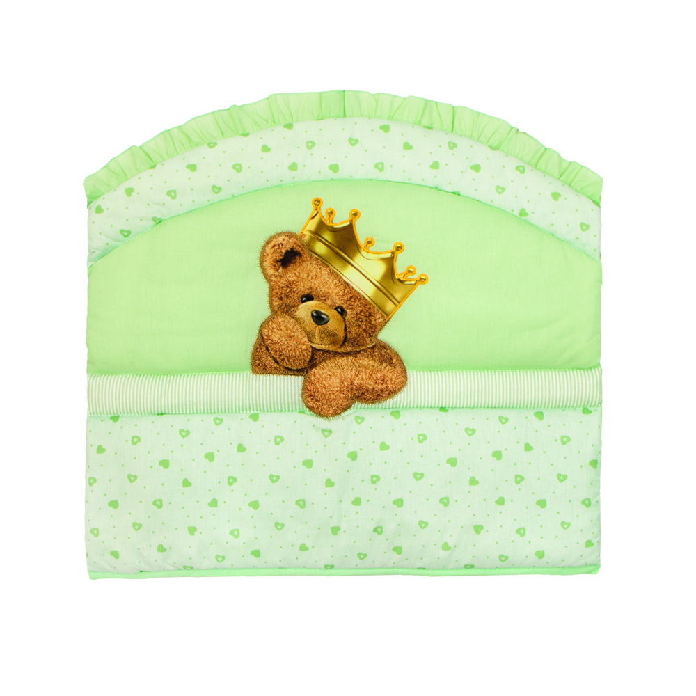Комплект в кроватку Мишка Царь, зелёный, 1084