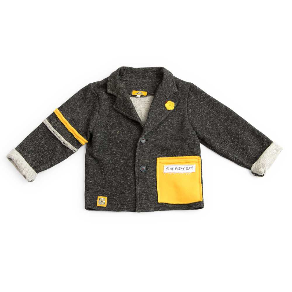 Кофта-пиджак антрацит с жёлтым карманом, К727