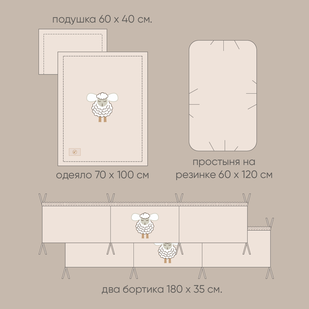 Комплект в кроватку "Эко Овечка", 1172